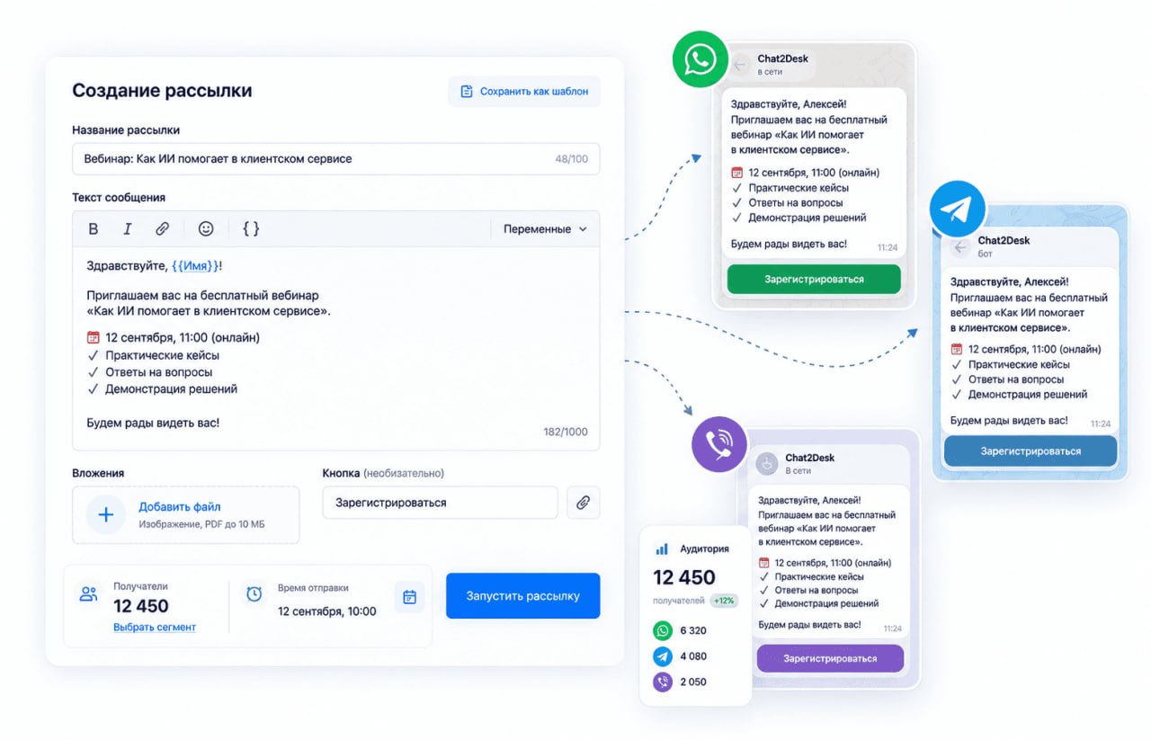 Chat2Desk — создание рассылки в мессенджеры